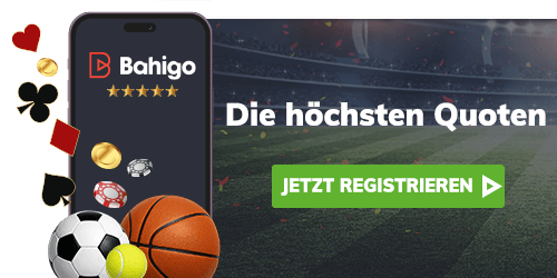 Sportwetten App von Bahigo auf dem Smartphone mit Bällen und Spielchips vor einem Stadionhintergrund